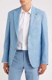 Jack Victor 250th Capsule Myles Unconstructed Light Blue Slub Wool & Silk Blend Sport Coat