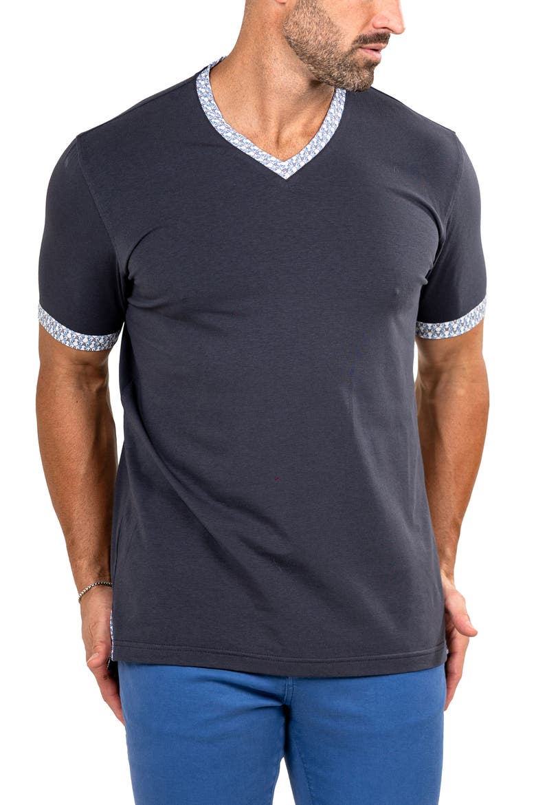 Edison Marthyr0008 Grey Cotton V-Neck T-Shirt, Alternate, color, GREY