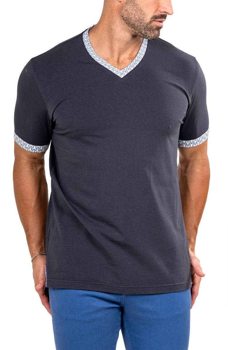 Maceoo Edison Marthyr0008 Grey Cotton V-Neck T-Shirt, Alternate, color, 