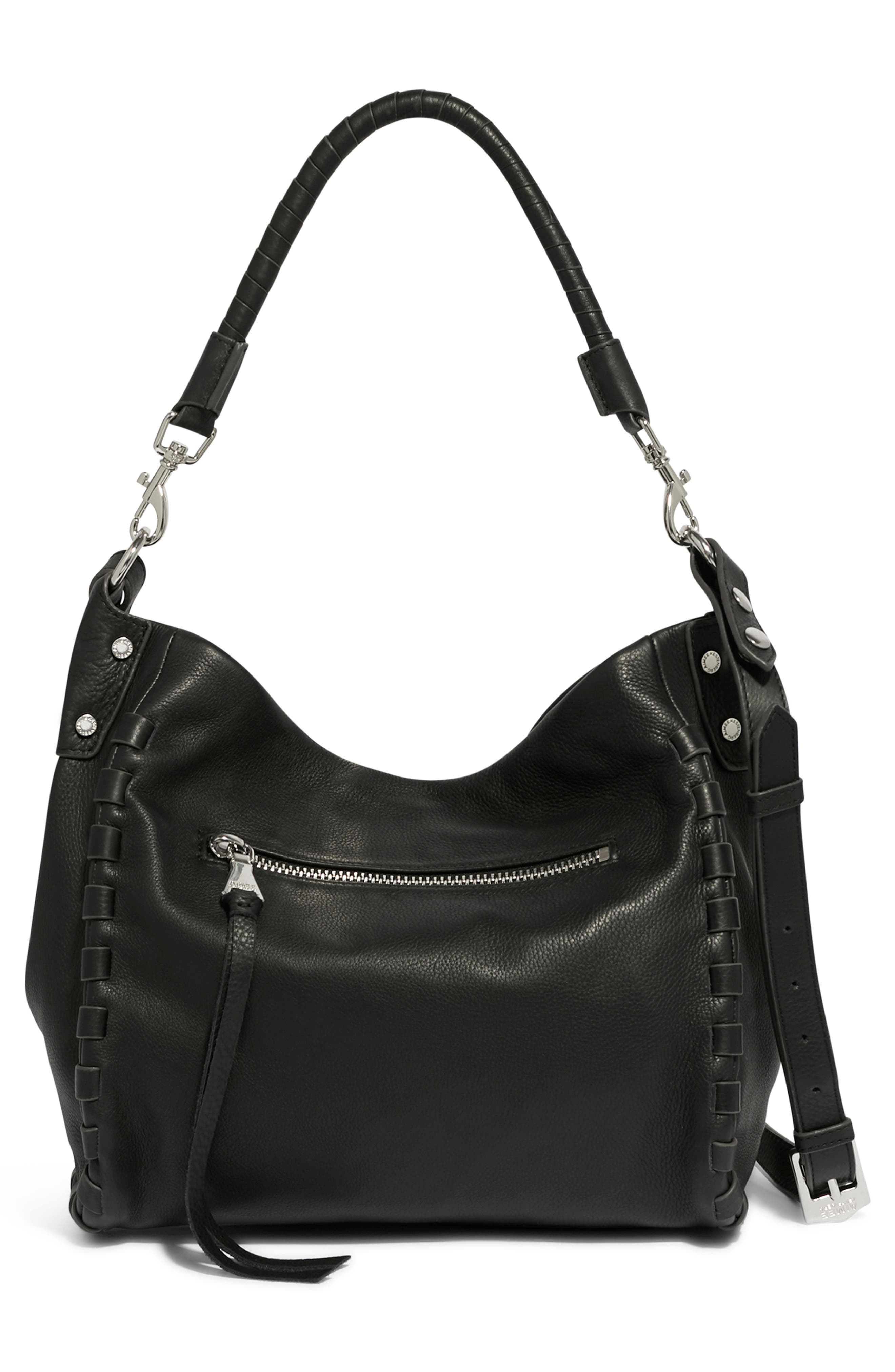 AIMEE Zen Leather Hobo, Alternate, color, Black