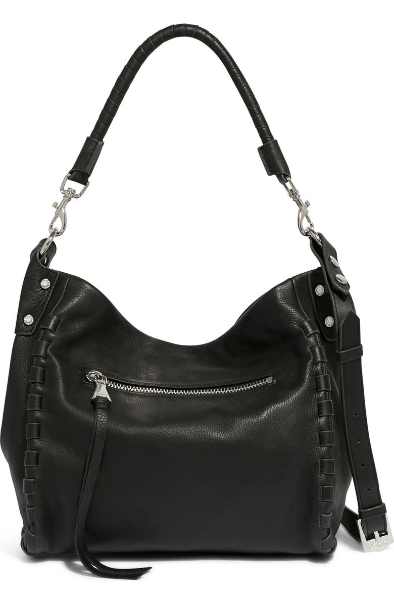 AIMEE Zen Leather Hobo, Alternate, color, Black