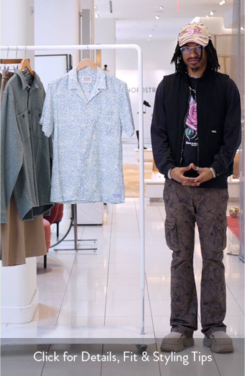 Relaxed Fit Print Short Sleeve Button-Up Shirt, sales video thumbnail