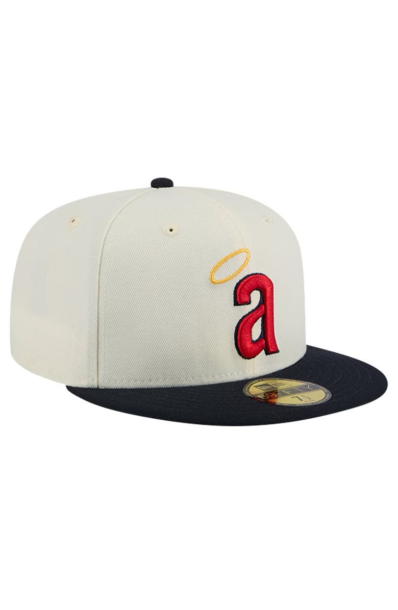 New Era Men's New Era Cream California Angels Cooperstown Collection Chrome 59FIFTY Fitted Hat, Alternate, color,