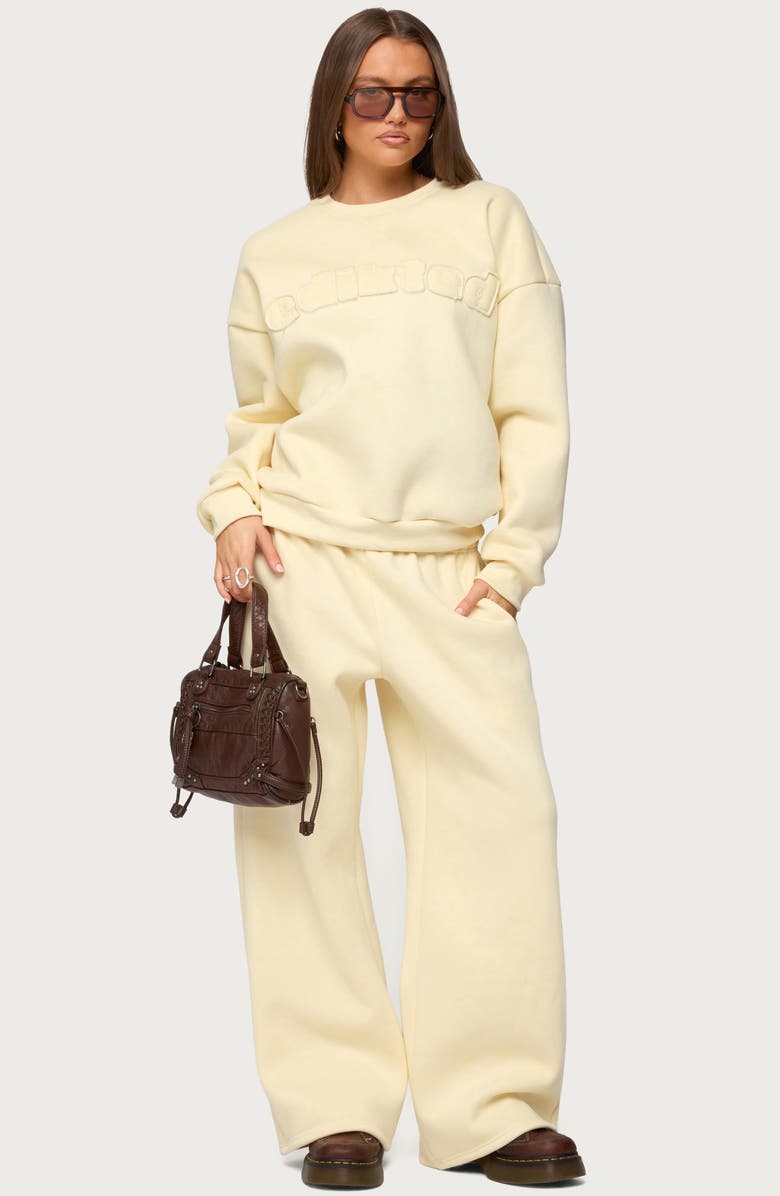 EDIKTED Jaylie Logo Sweatshirt, Alternate, color, Light-Yellow