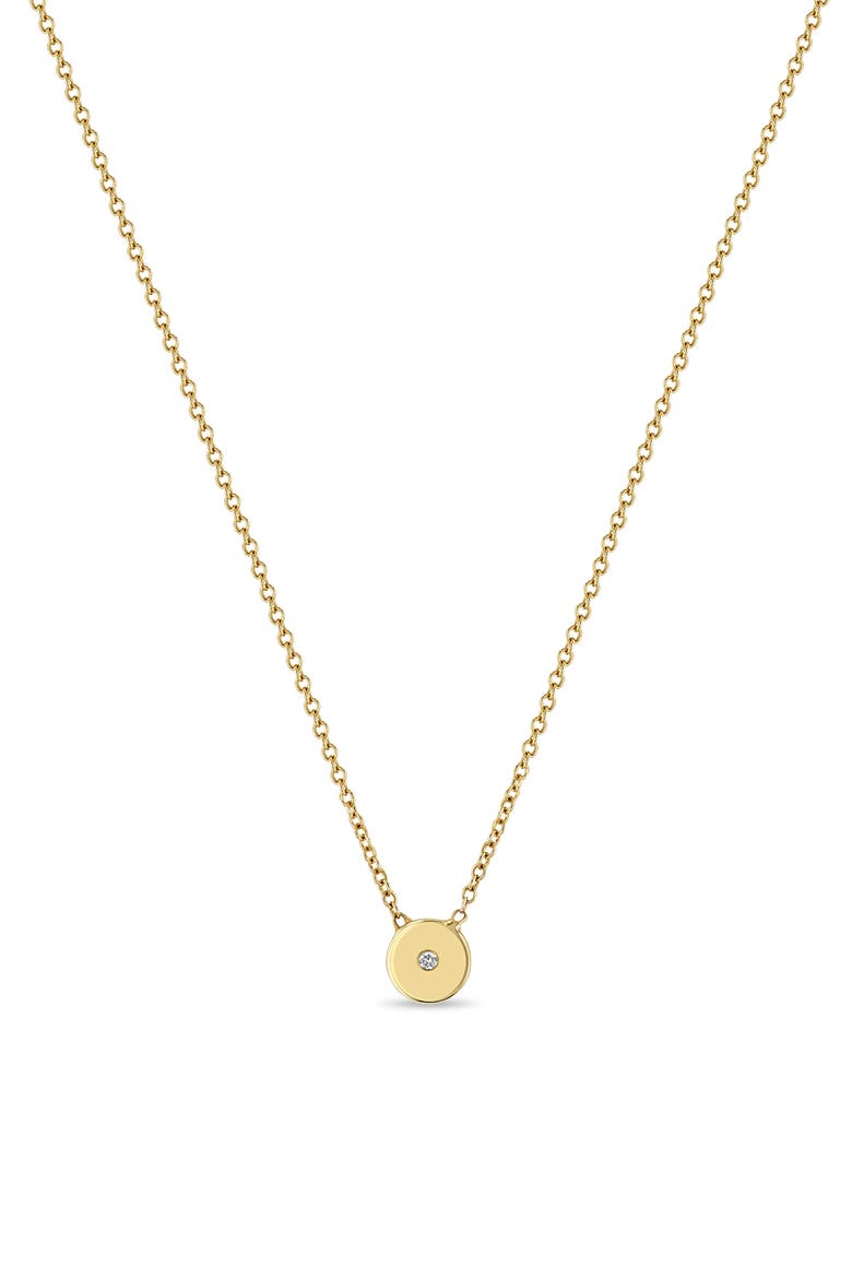 Medium Diamond Disc Pendant, Main, color, YELLOW GOLD