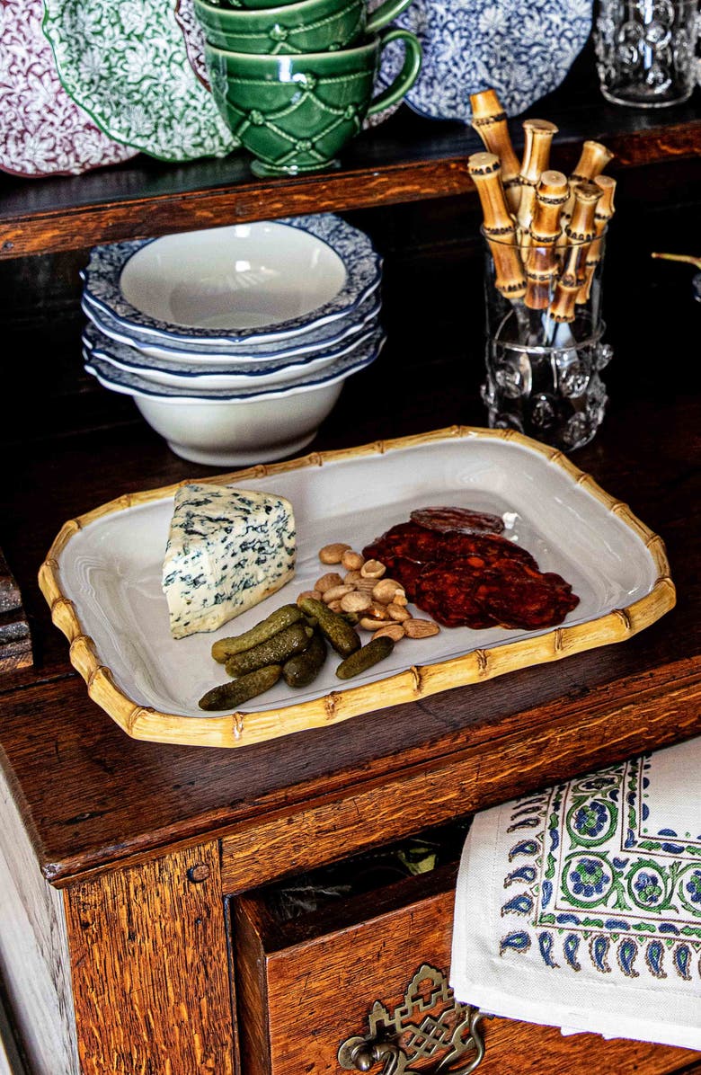 Juliska Bamboo Ceramic Rectangular Platter, Alternate, color, Bamboo/ Natural