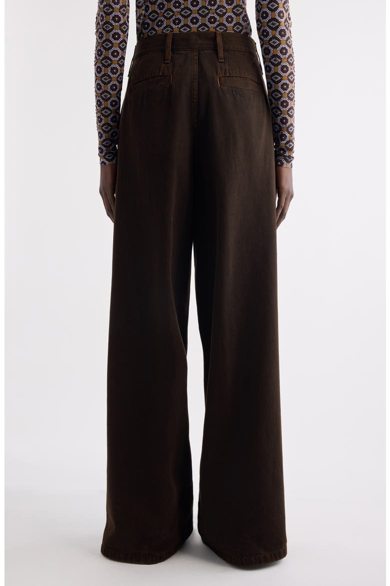 Penn Velvet Stripe Wide Leg Denim Trousers, Alternate, color, BROWN