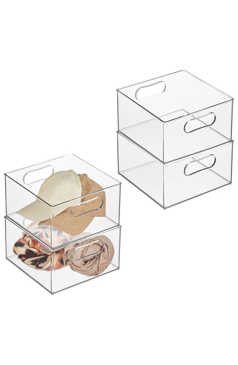 mDesign Plastic Stackable Closet Storage Organizer Bin w/ Handles, 4 Pack, Alternate, color,