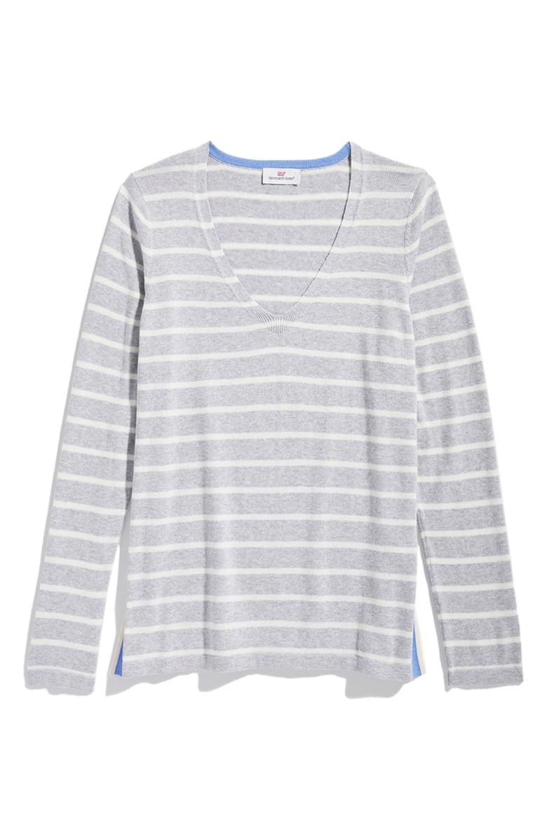 vineyard vines Stripe V-Neck Cotton Sweater, Alternate, color,