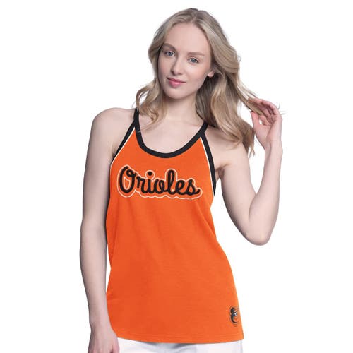 G-iii 4her By Carl Banks Orange Baltimore Orioles Curveball Racerback Tank Top