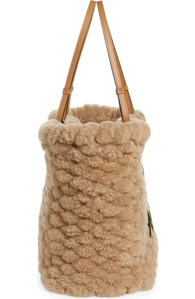 Loewe Woven Genuine Shearling Basket Bag, Alternate, color,