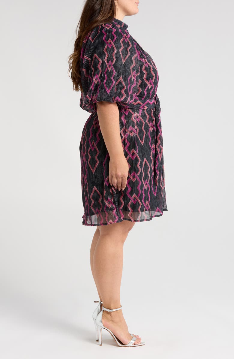 CIEBON Aniston Plissé Belted Minidress, Alternate, color, Black Multi