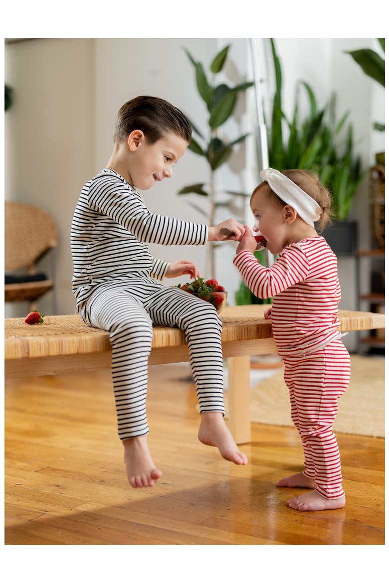 Stripe Stretch Cotton T-Shirt & Pants Set, Alternate, color, BLACK