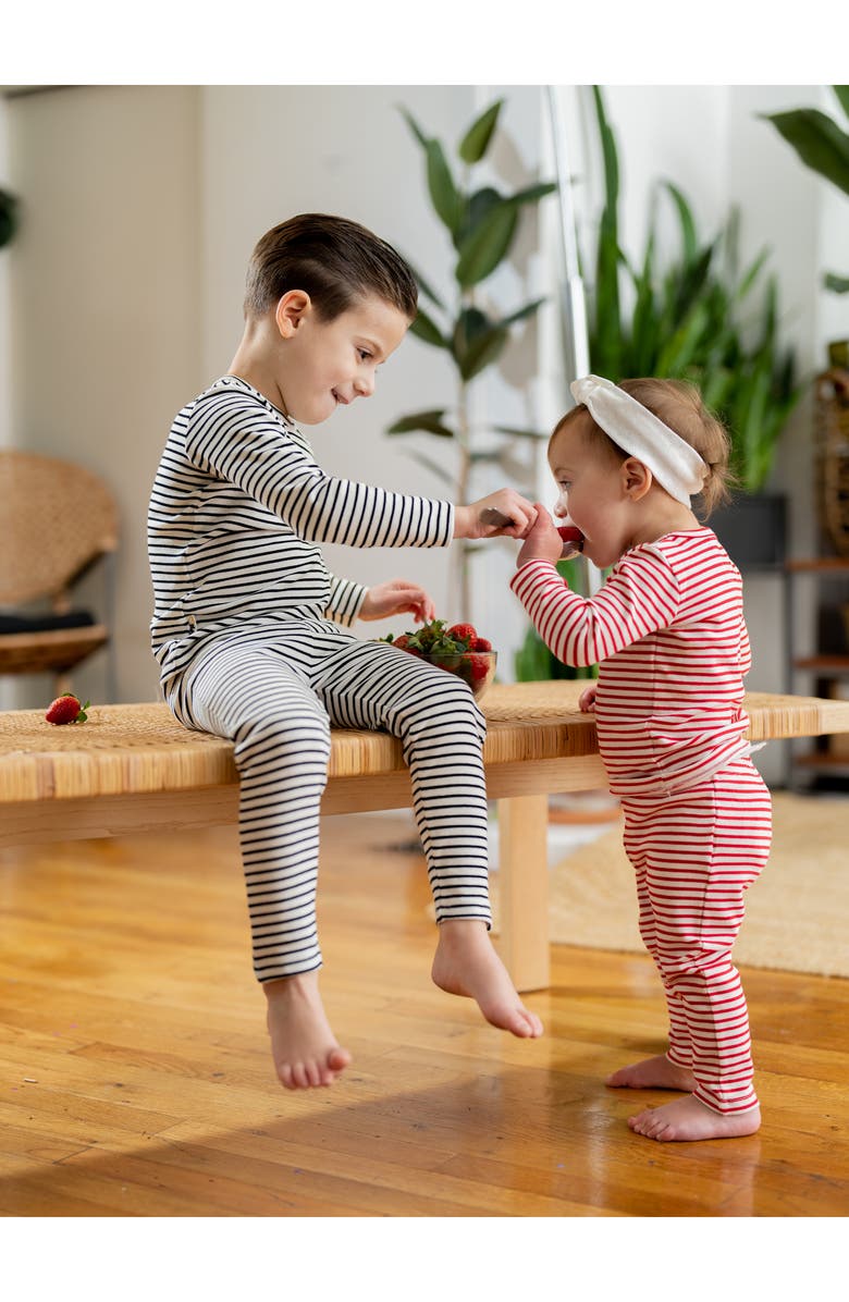 Manière Stripe Stretch Cotton T-Shirt & Pants Set, Alternate, color, Black