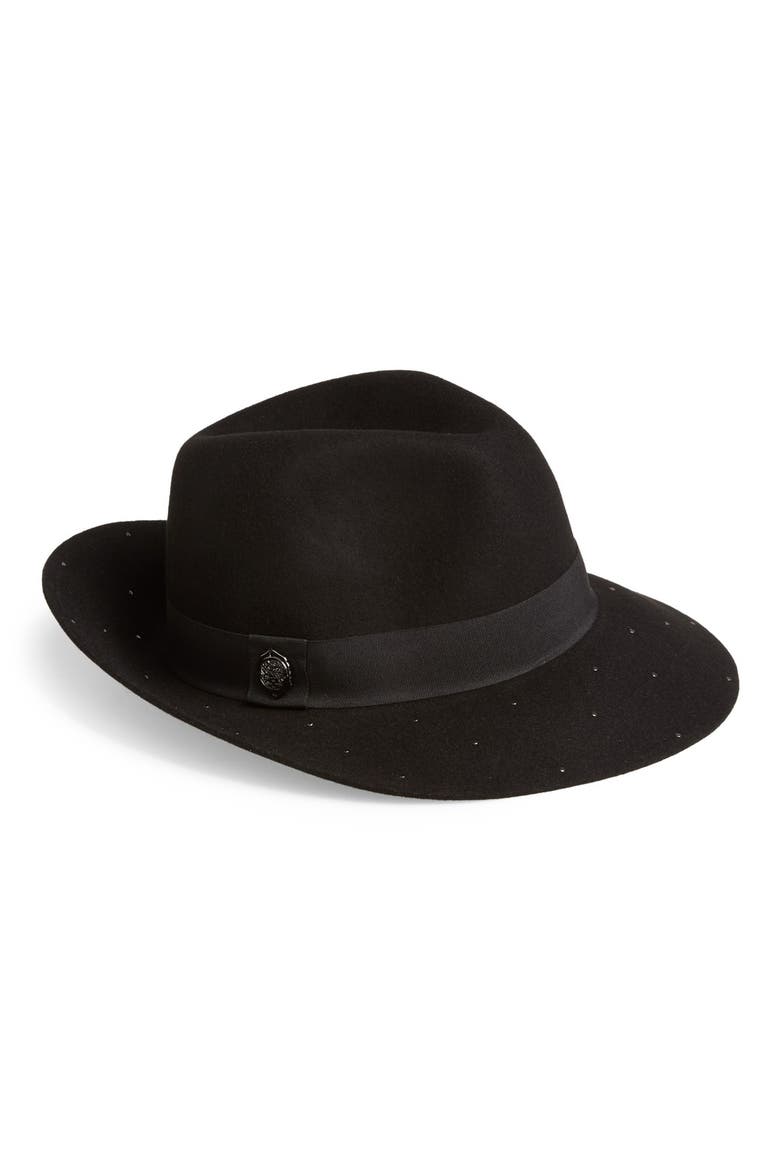 Studded Panama Hat, Main, color, CAVIAR