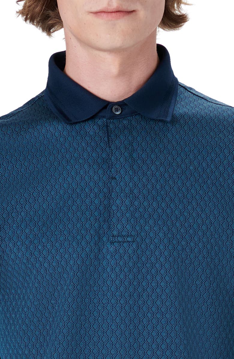 Bugatchi Three-Button Long Sleeve Polo, Alternate, color, Navy