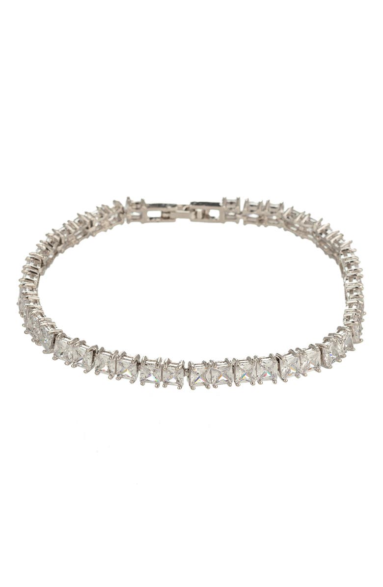 EYE CANDY LOS ANGELES Claire Cubic Zirconia Tennis Bracelet, Main, color, White/ Silver
