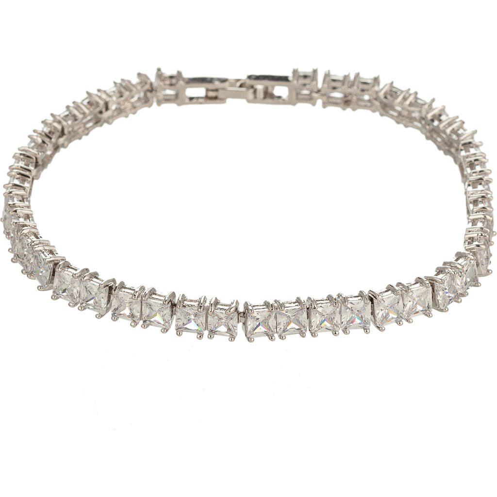 Eye Candy Los Angeles Claire Cubic Zirconia Tennis Bracelet In White/silver