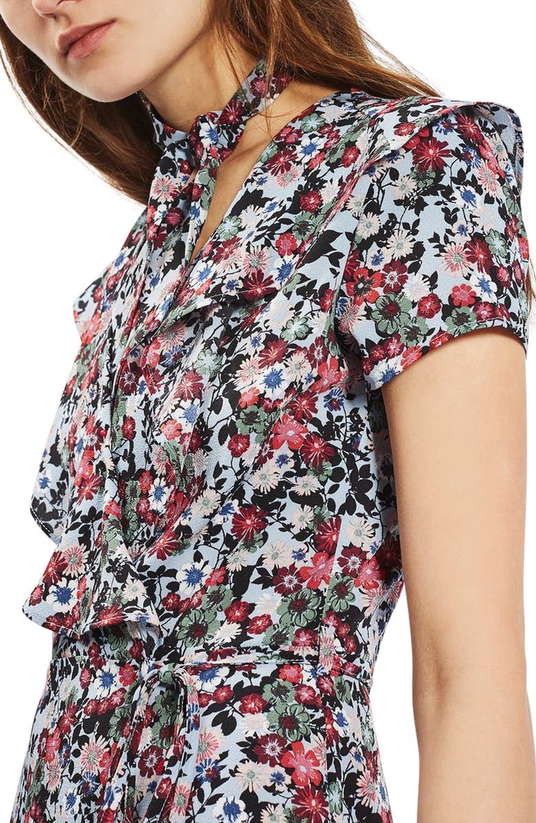 Topshop Sky Floral Wrap Dress, Alternate, color, 