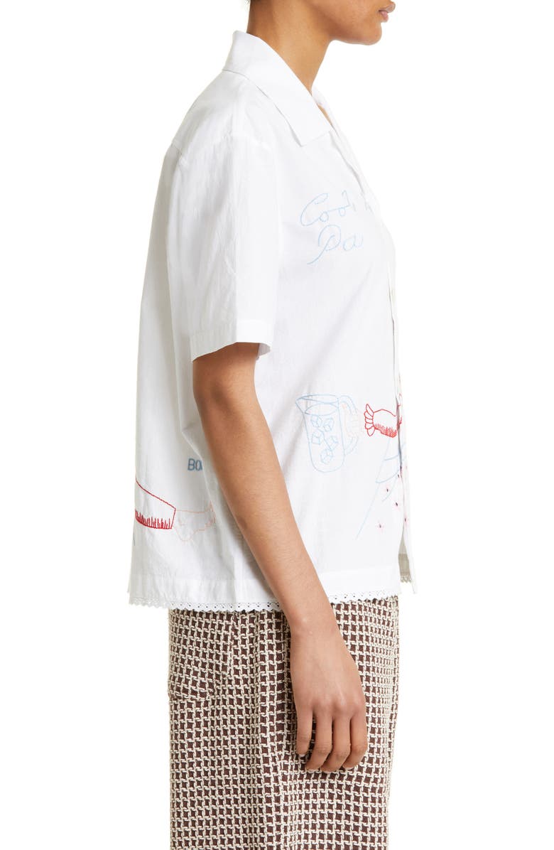 Bode His & Hers Embroidered Short Sleeve Button-Up Shirt, Alternate, color, 