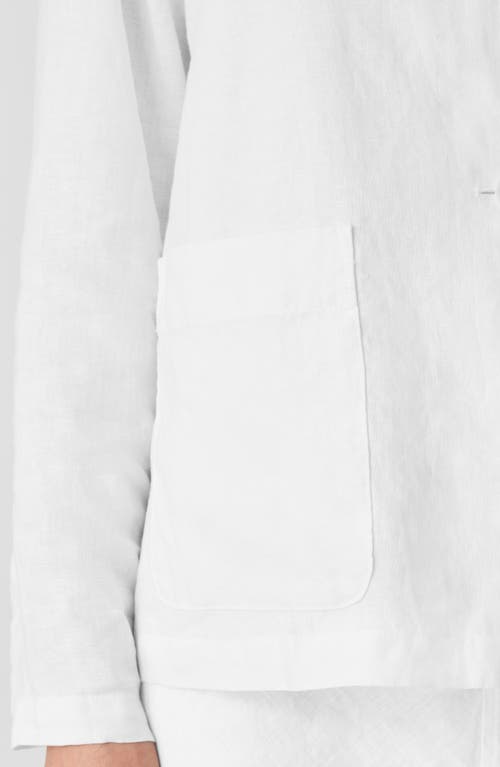 Eileen Fisher High Collar Organic Linen Jacket In White