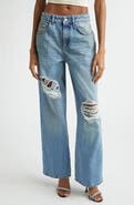 Area Crystal Ripped Relaxed Wide Leg Jeans