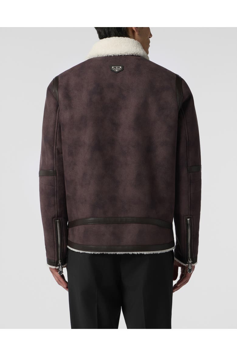 Eco Shearling Jacket Men, Alternate, color, brown