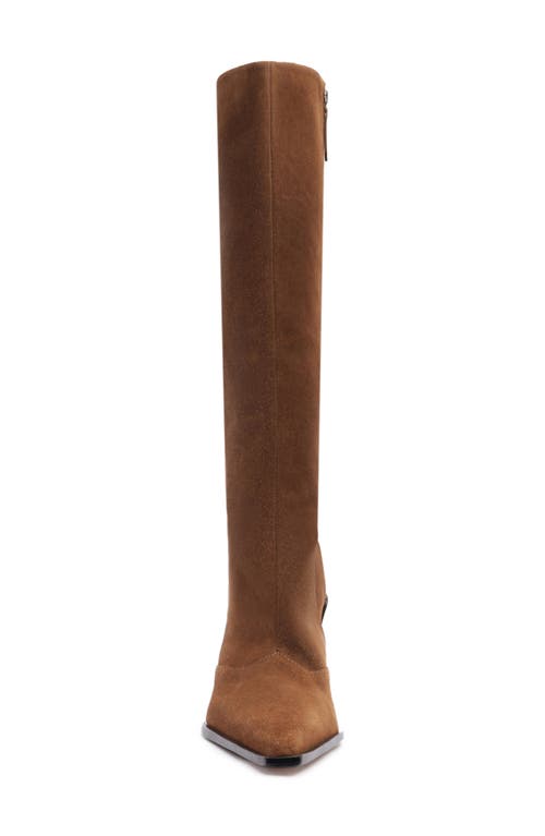 Schutz Raffaela Up Block Pointed Toe Knee High Boot In Brown