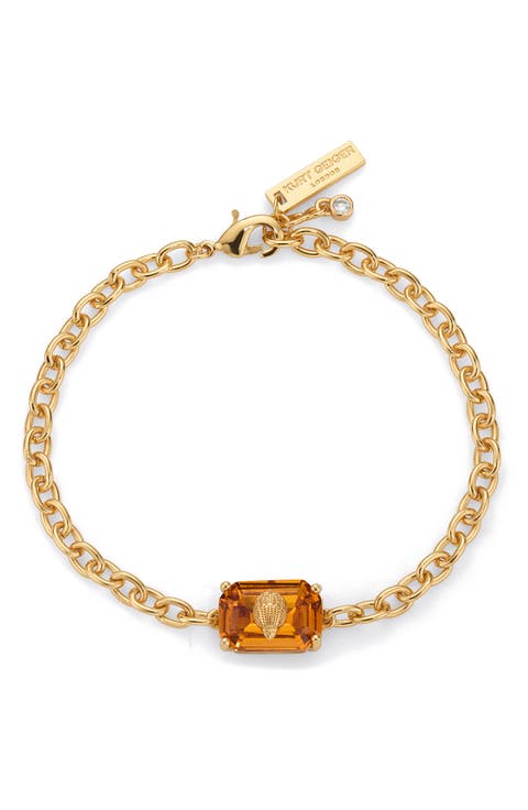 Emerald Cut Crystal Eagle's Head Chain Bracelet