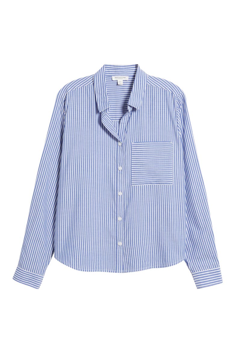 Candy Stripe Cotton Blend Button-Up Shirt, Alternate, color, DELL BLUE