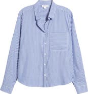 beachlunchlounge Candy Stripe Cotton Blend Button-Up Shirt