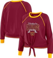 WEAR by Erin Andrews Women's WEAR by Erin Andrews Burgundy/Gold Washington Commanders Tie-Front Long Sleeve Top