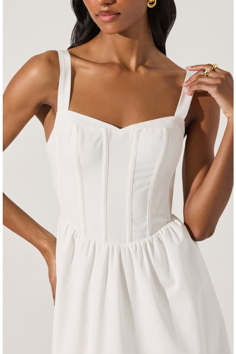 Structured Cotton Blend Midi Fit & Flare Dress, Alternate, color, WHITE