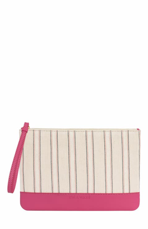 Defne Calfskin & Handloomed Fabric Clutch