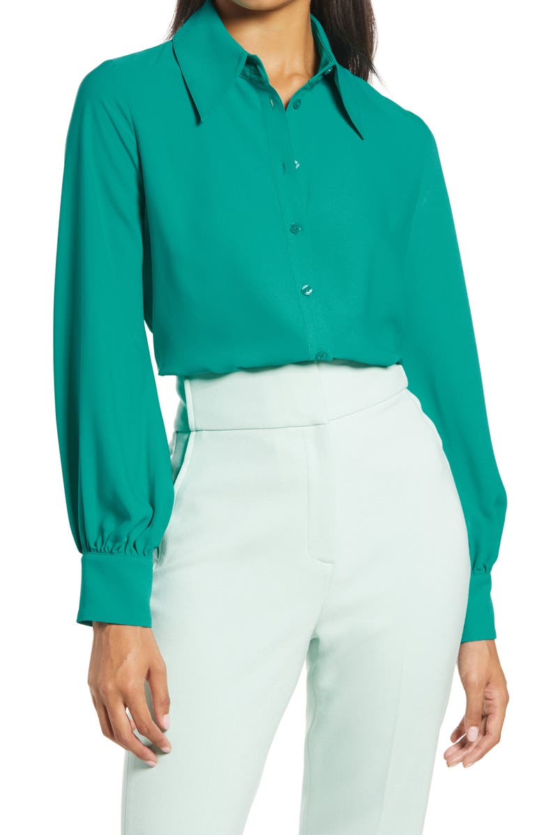 Halogen<sup>®</sup> x Atlantic-Pacific Puff Sleeve Button-Up Shirt, Main, color,