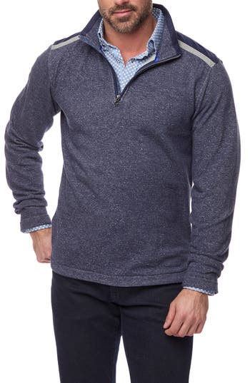 Robert Graham Rufino Quarter Zip Pullover Sweater In Indigo