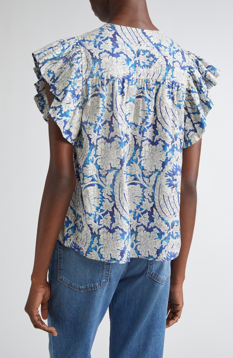 Ulla Johnson Sienna Flutter Sleeve Top, Alternate, color, Ciel