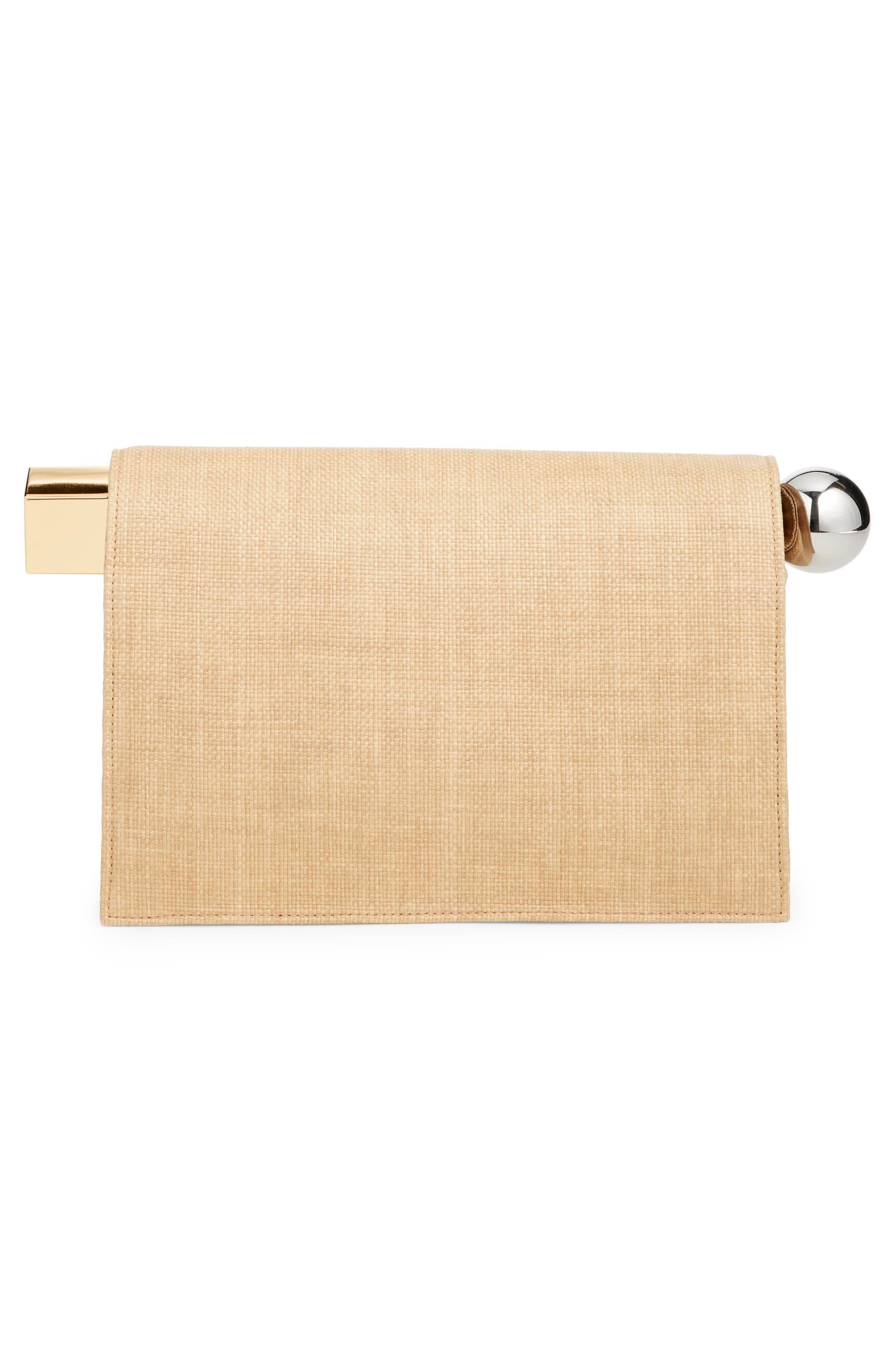 Jacquemus The Rond Carré Raffia Clutch, Alternate, color, Natural 142