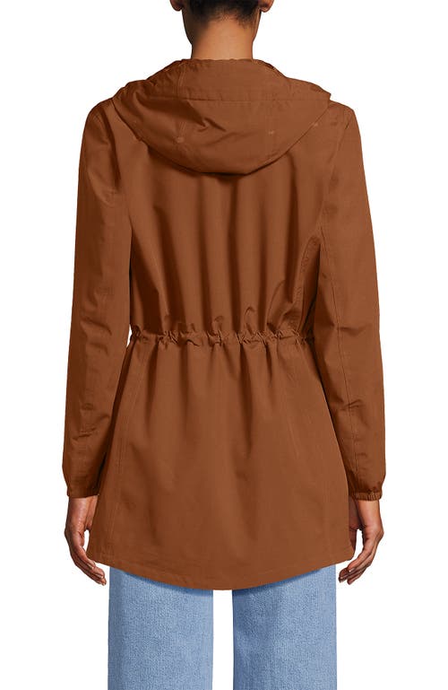 Lands' End Waterproof Hooded Packable Raincoat In Brown