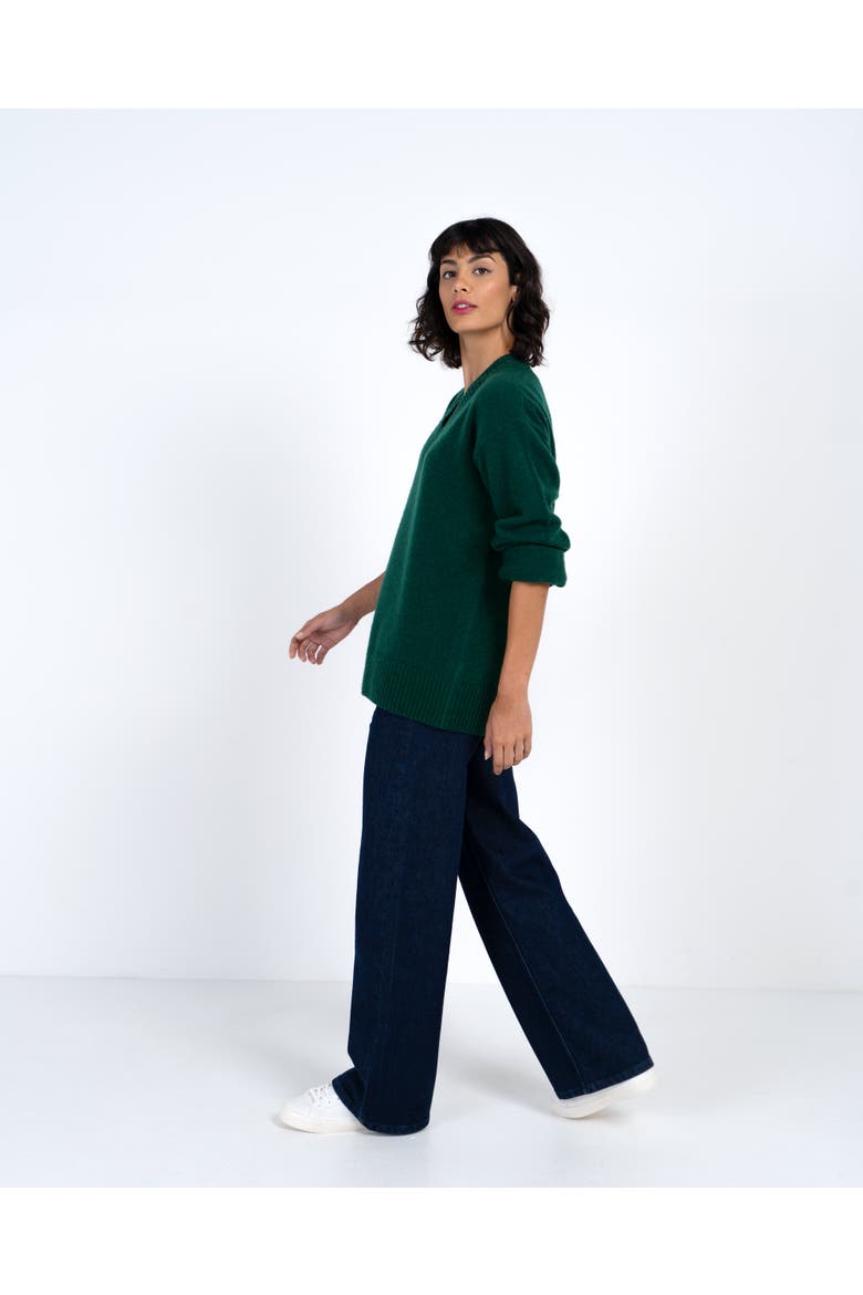 Anya V-Neck Knit Jumper, Alternate, color, Pine
