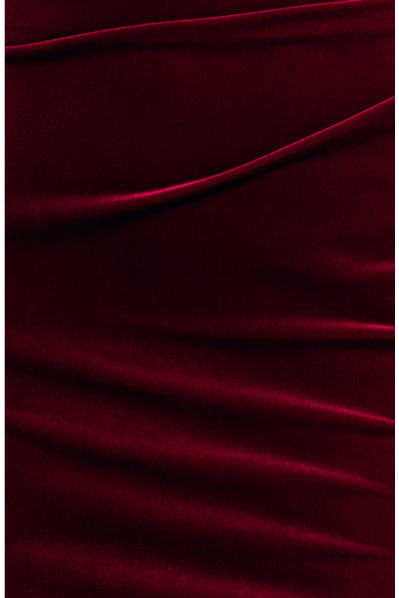Strapless Ruffle Stretch Velvet Gown, Alternate, color, BURGUNDY