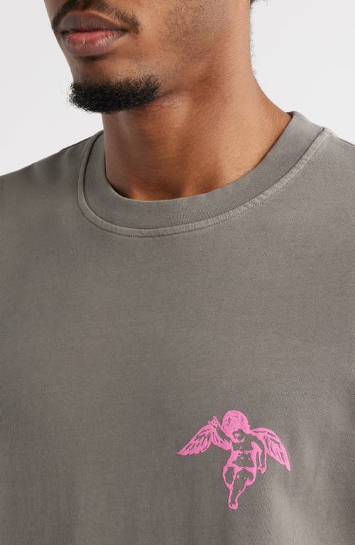 Overnight Angels Crew Originals Color Pop Angel Embroidered T-shirt In Gray