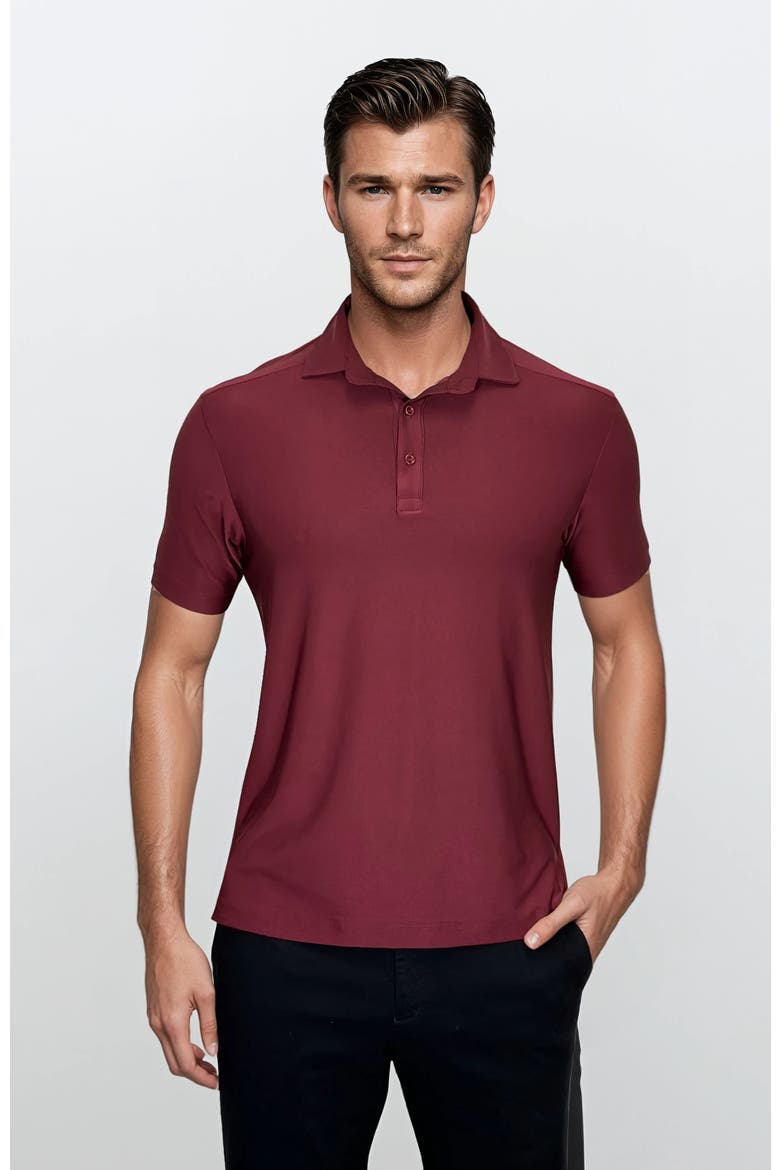 Wrinkle Resistant 3 Button Polo Shirt, Main, color, Wine