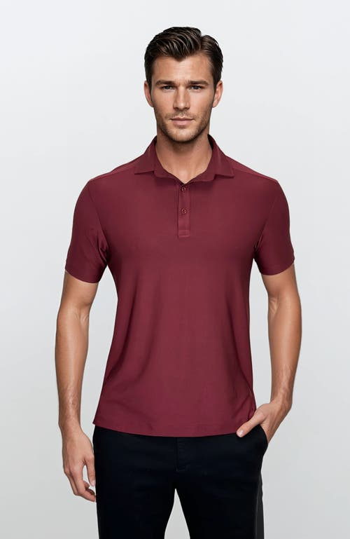 24sevenmen Wrinkle Resistant 3 Button Polo Shirt In Burgundy