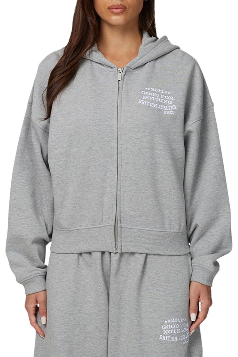 Cropped Zipped Icarus Hoodie, Main, color, Grey