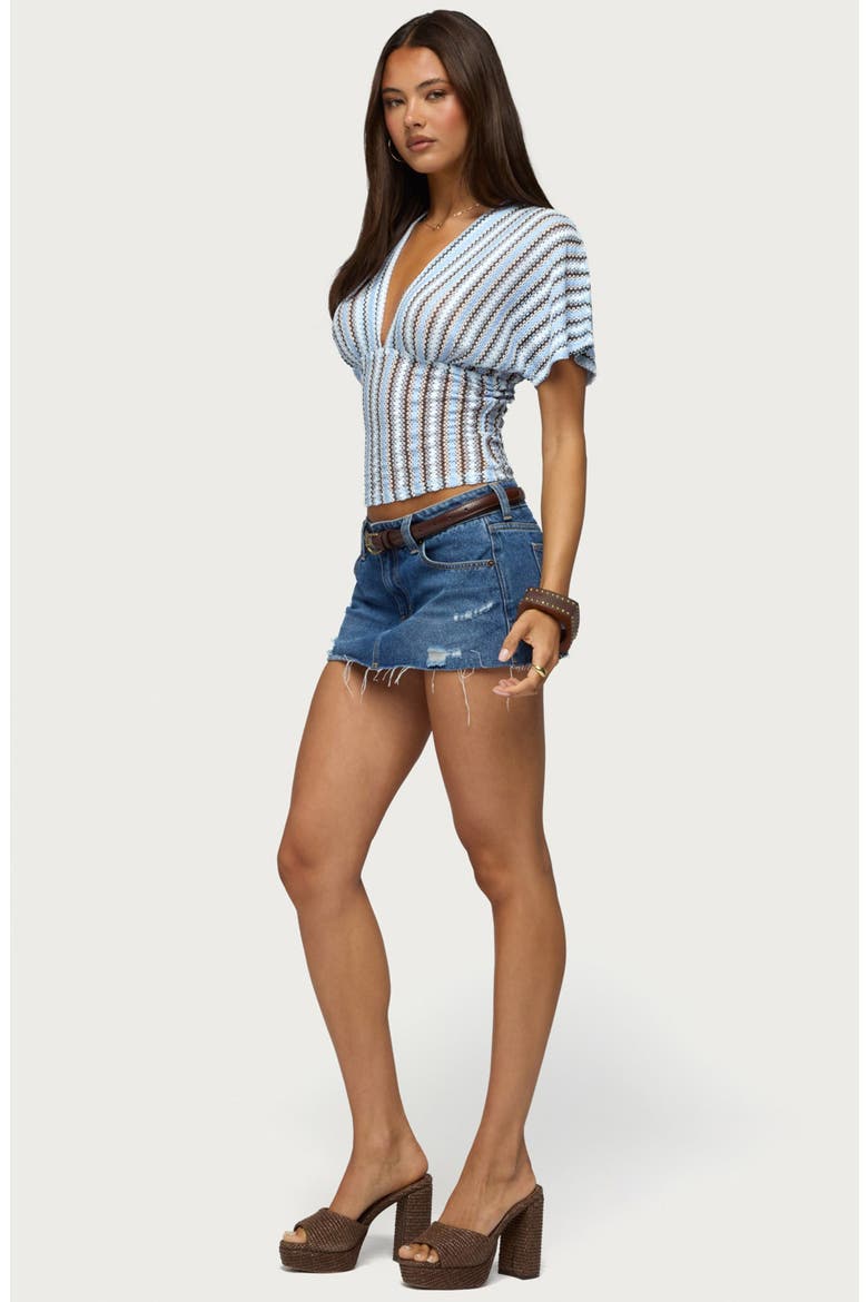 Alwyn Zigzag Flutter Sleeve Top, Alternate, color, LIGHT-BLUE