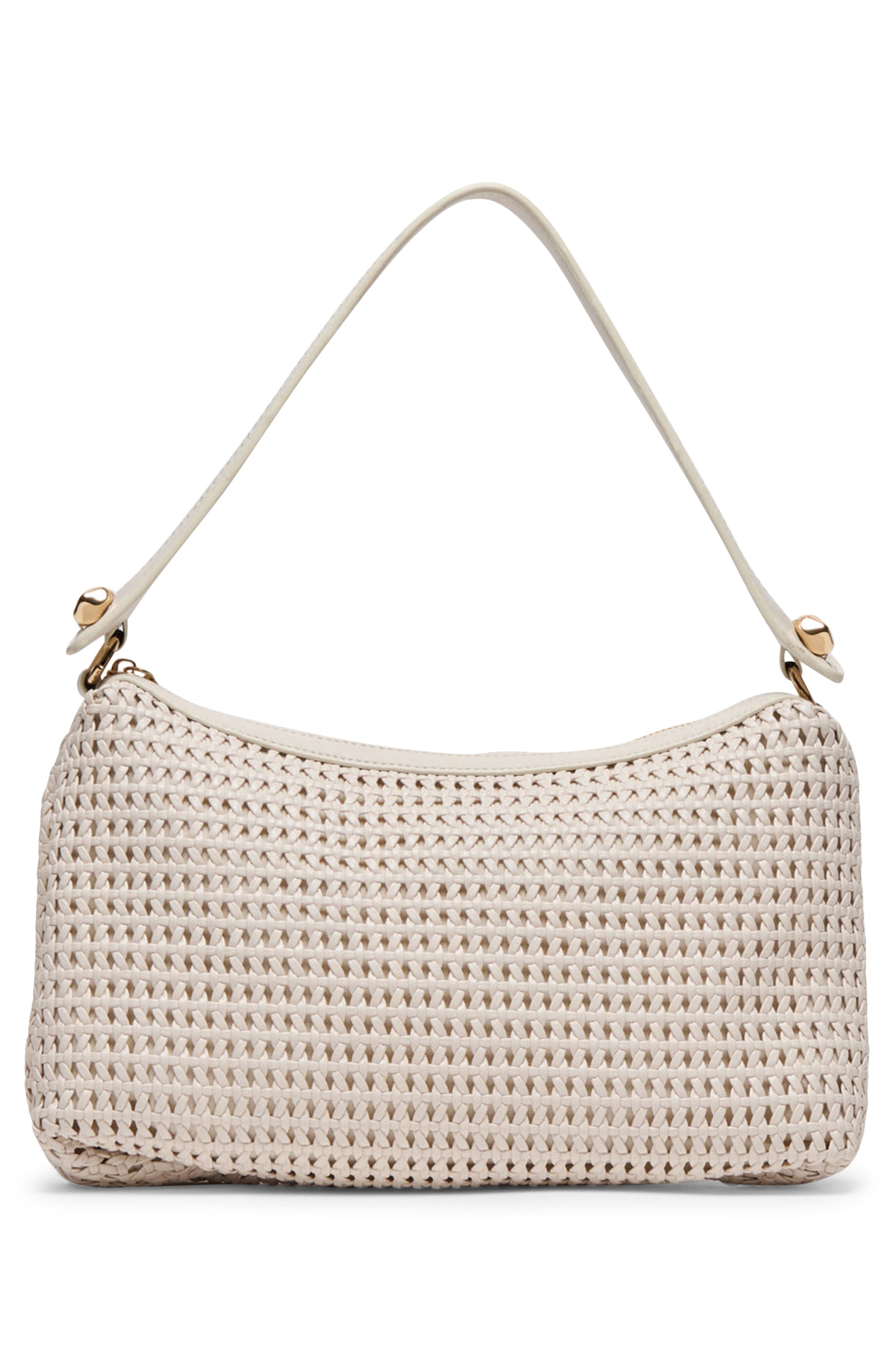 Zaria Woven Faux Leather Shoulder Bag, Alternate, color, IVORY