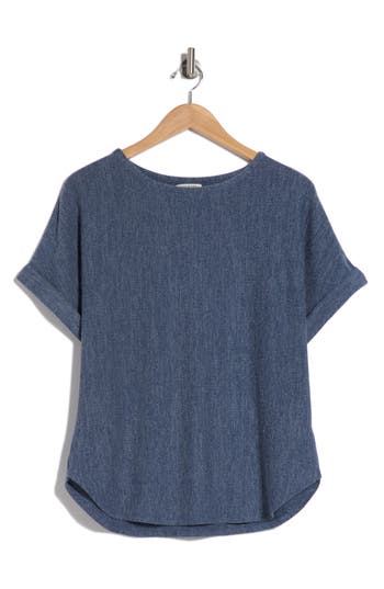 Max Studio Short Sleeve Ribbed T-shirt In New Blue