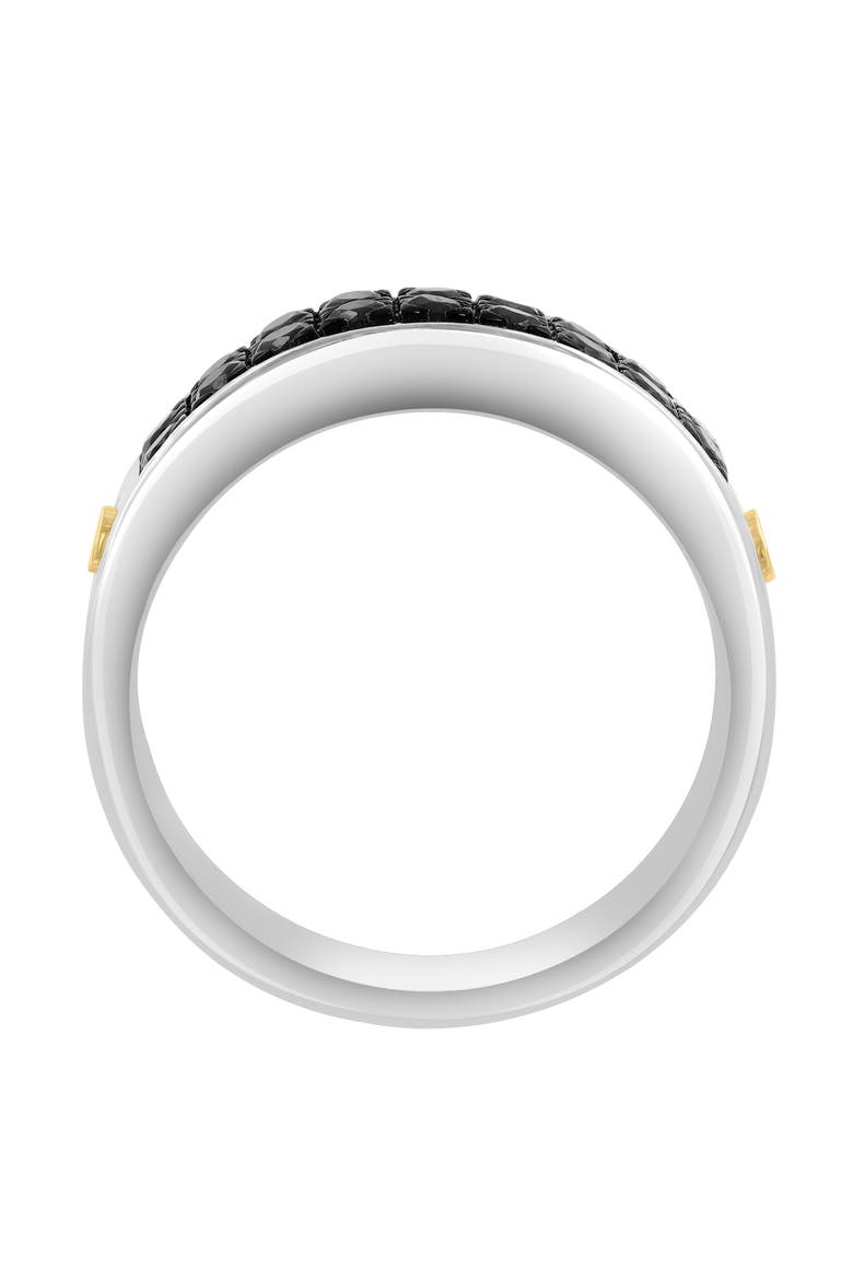 925 Sterling Silver/18K Yellow Gold Diamond,Black Spinel Ring, Alternate, color, Hematite and FW Blush Pearl