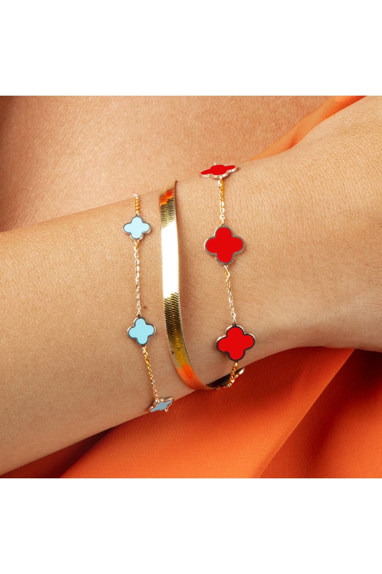 Small Coral Clover Bracelet, Alternate, color, Coral